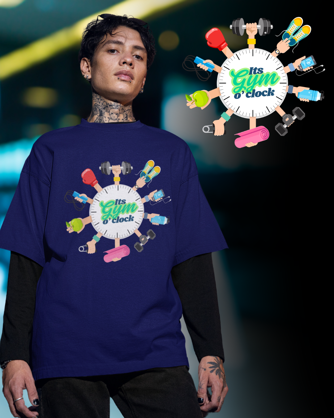Oversized Gym T-Shirt | It's Gym O' Clock
