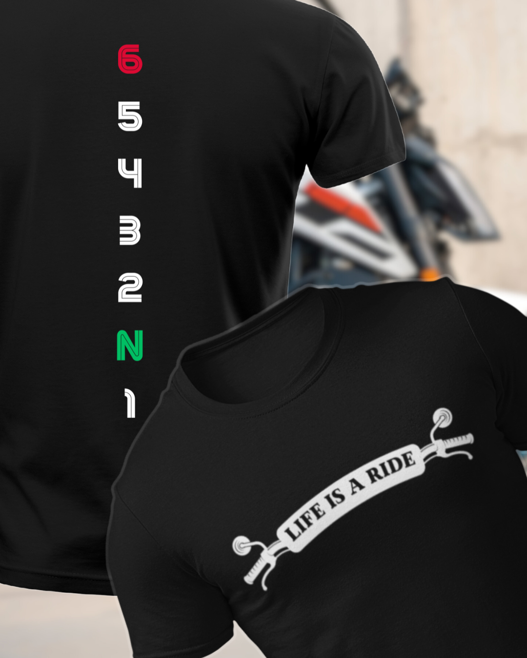 Life is a Ride - काली टी-शर्ट