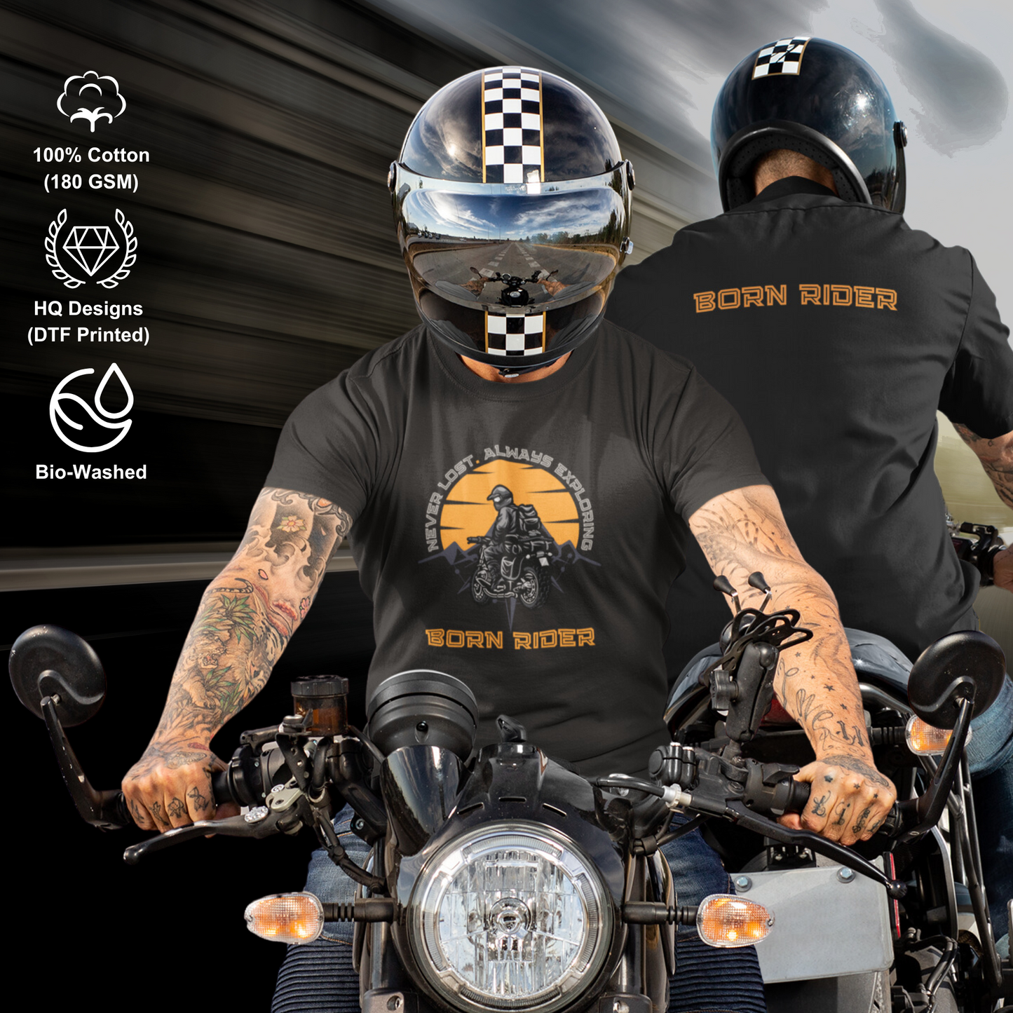 Born Rider, Never Lost Always Exploring - T-Shirt